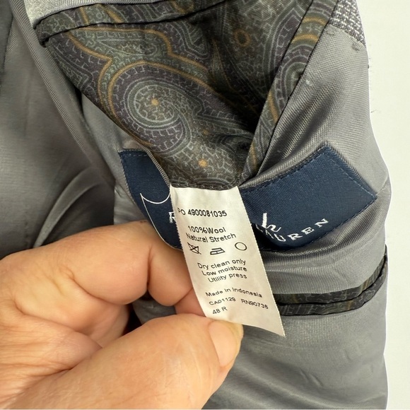 Ralph Ralph Lauren Men's Gray Microcheck 100% Wool Sport Blazer Size 48 R - Picture 6 of 8